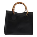GUCCI Bamboo Hand Bag Leather Black Gold 002 1096 0260 ep5357