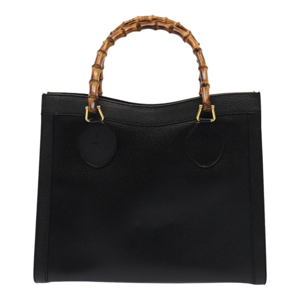 GUCCI Bamboo Hand Bag Leather Black Gold 002 1096 0260 ep5357