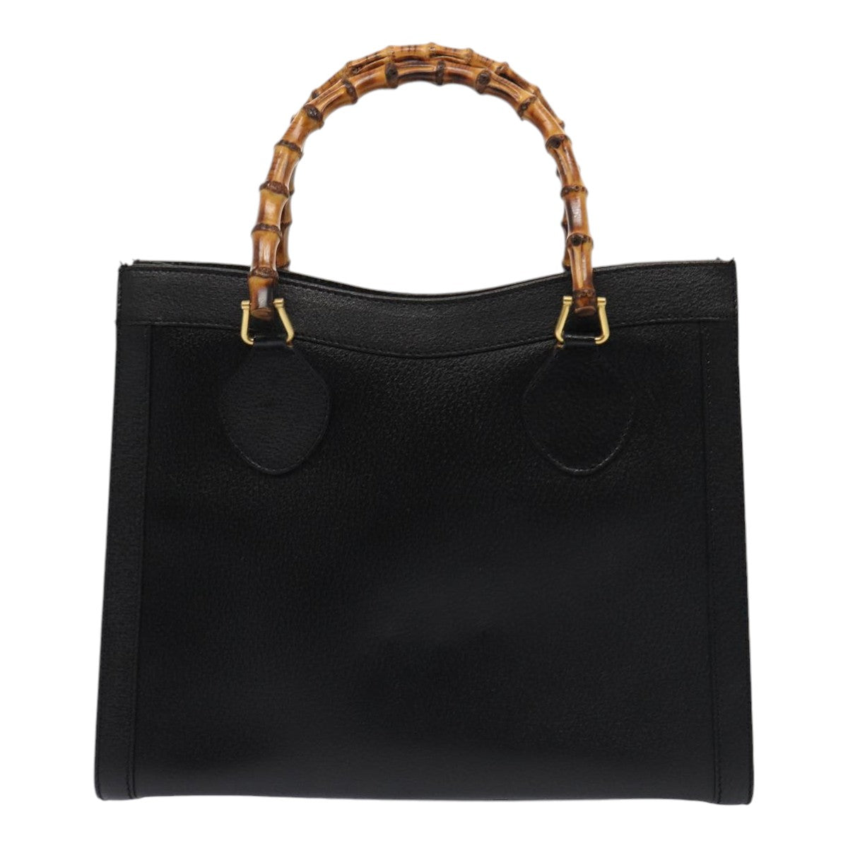 GUCCI Bamboo Hand Bag Leather Black Gold 002 1096 0260 ep5357
