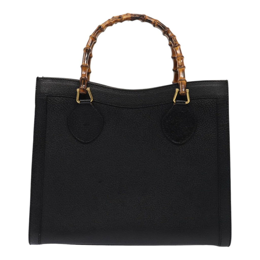GUCCI Bamboo Hand Bag Leather Black Gold 002 1096 0260 ep5357