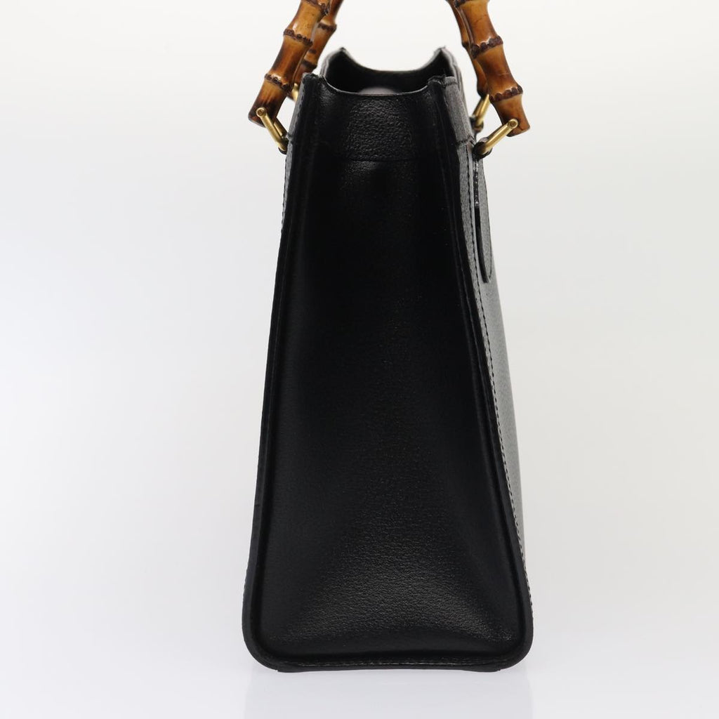 GUCCI Bamboo Hand Bag Leather Black Gold 002 1096 0260 ep5357