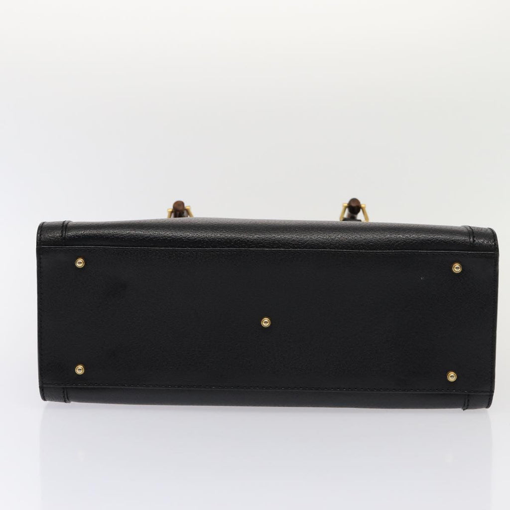 GUCCI Bamboo Hand Bag Leather Black Gold 002 1096 0260 ep5357