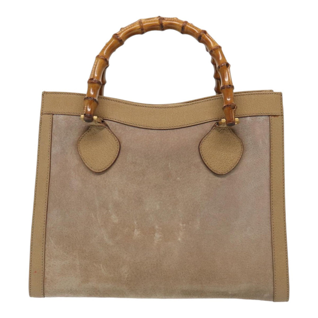 GUCCI Bamboo Hand Bag Suede Beige Gold 002 0260 2615 ep5358