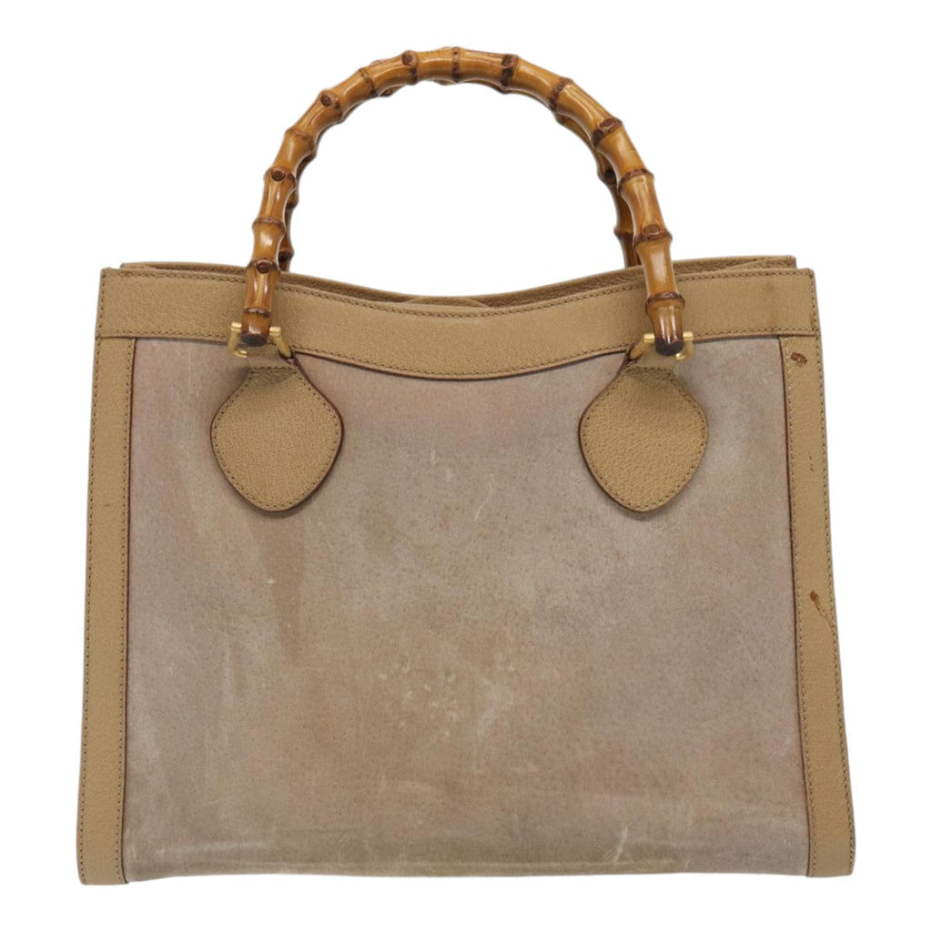 GUCCI Bamboo Hand Bag Suede Beige Gold 002 0260 2615 ep5358