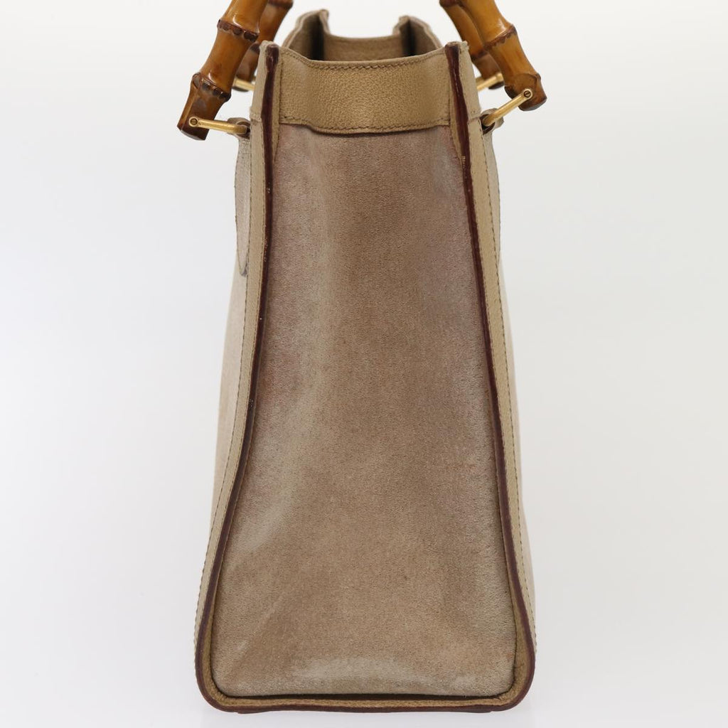 GUCCI Bamboo Hand Bag Suede Beige Gold 002 0260 2615 ep5358