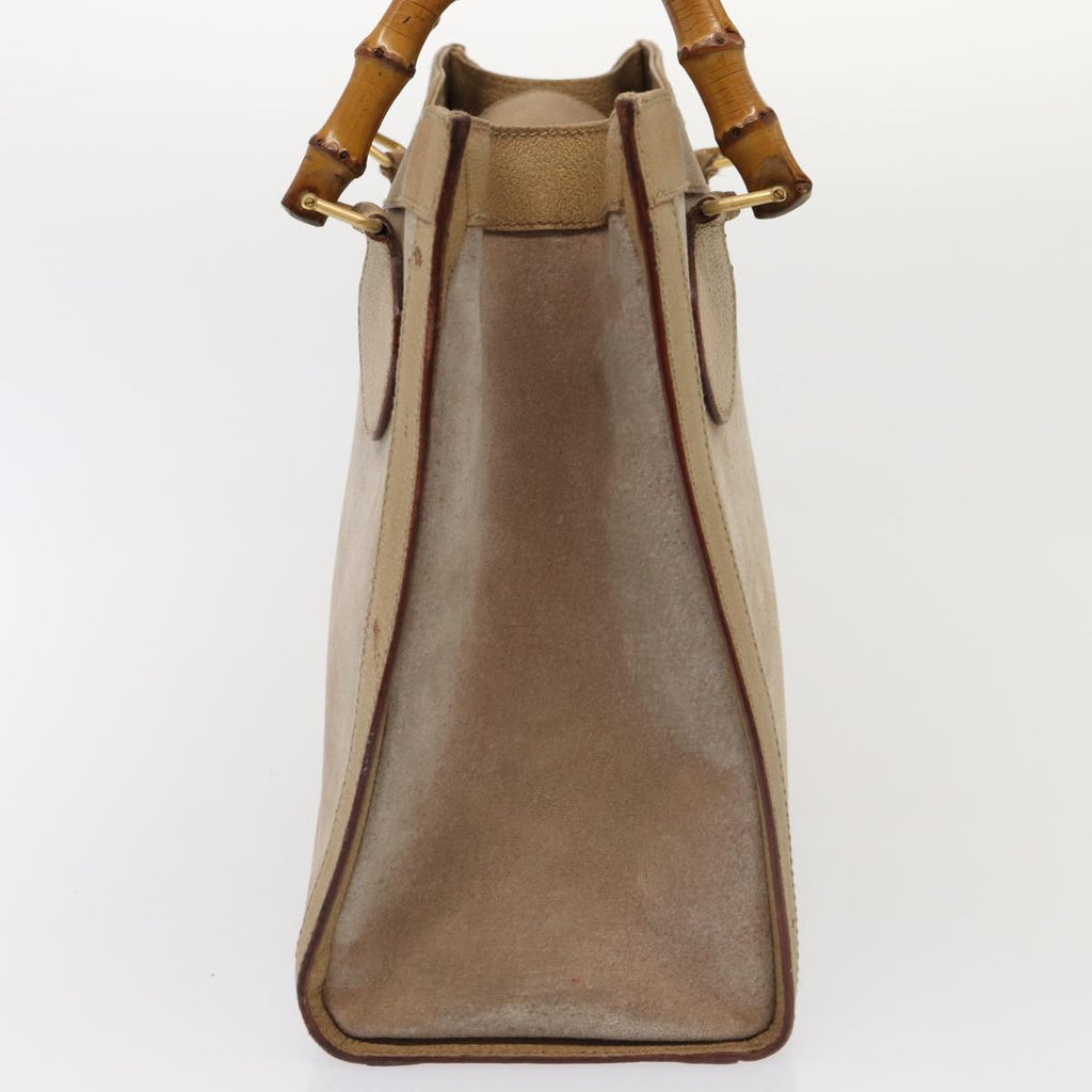 GUCCI Bamboo Hand Bag Suede Beige Gold 002 0260 2615 ep5358