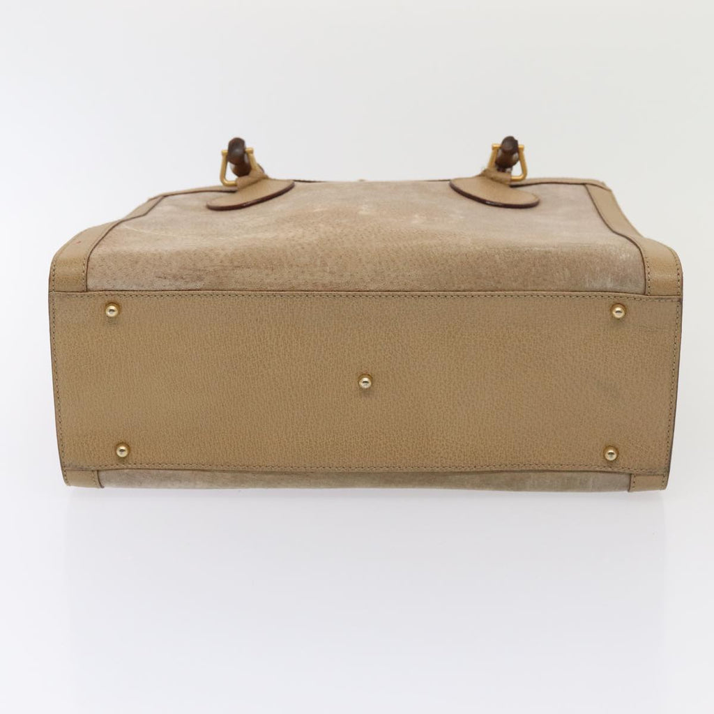 GUCCI Bamboo Hand Bag Suede Beige Gold 002 0260 2615 ep5358