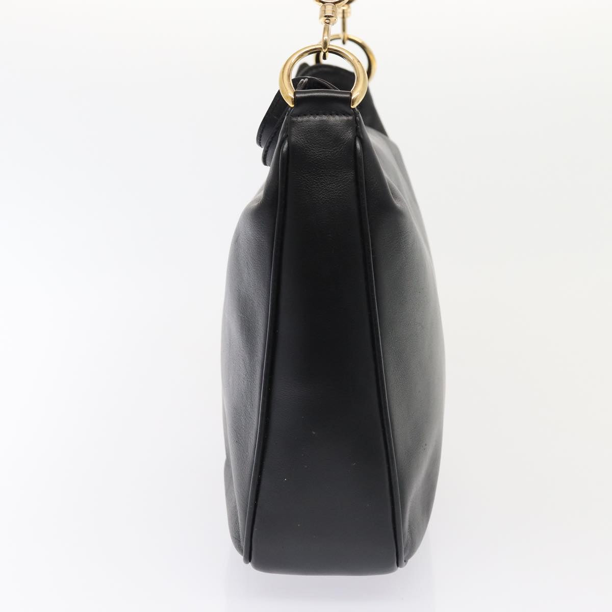 GUCCI Bamboo Hand Bag Leather 2way Black Gold 001 1638 ep5360