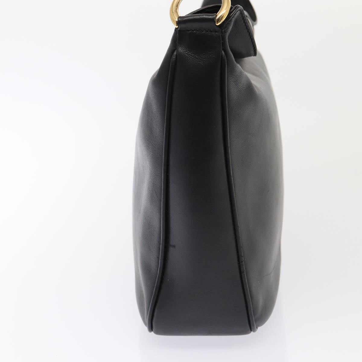 GUCCI Bamboo Hand Bag Leather 2way Black Gold 001 1638 ep5360