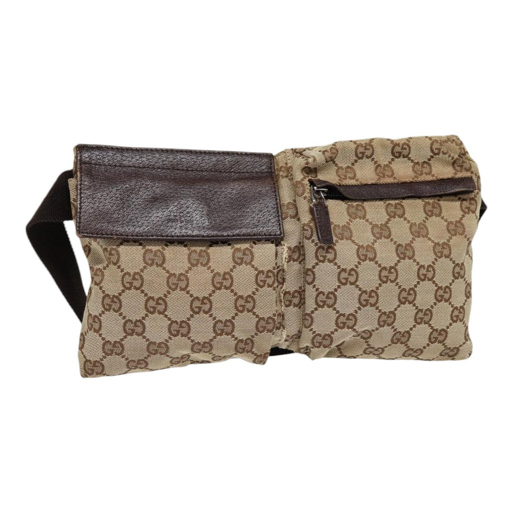 GUCCI GG Canvas Waist bag Beige Silver 28566 ep5361