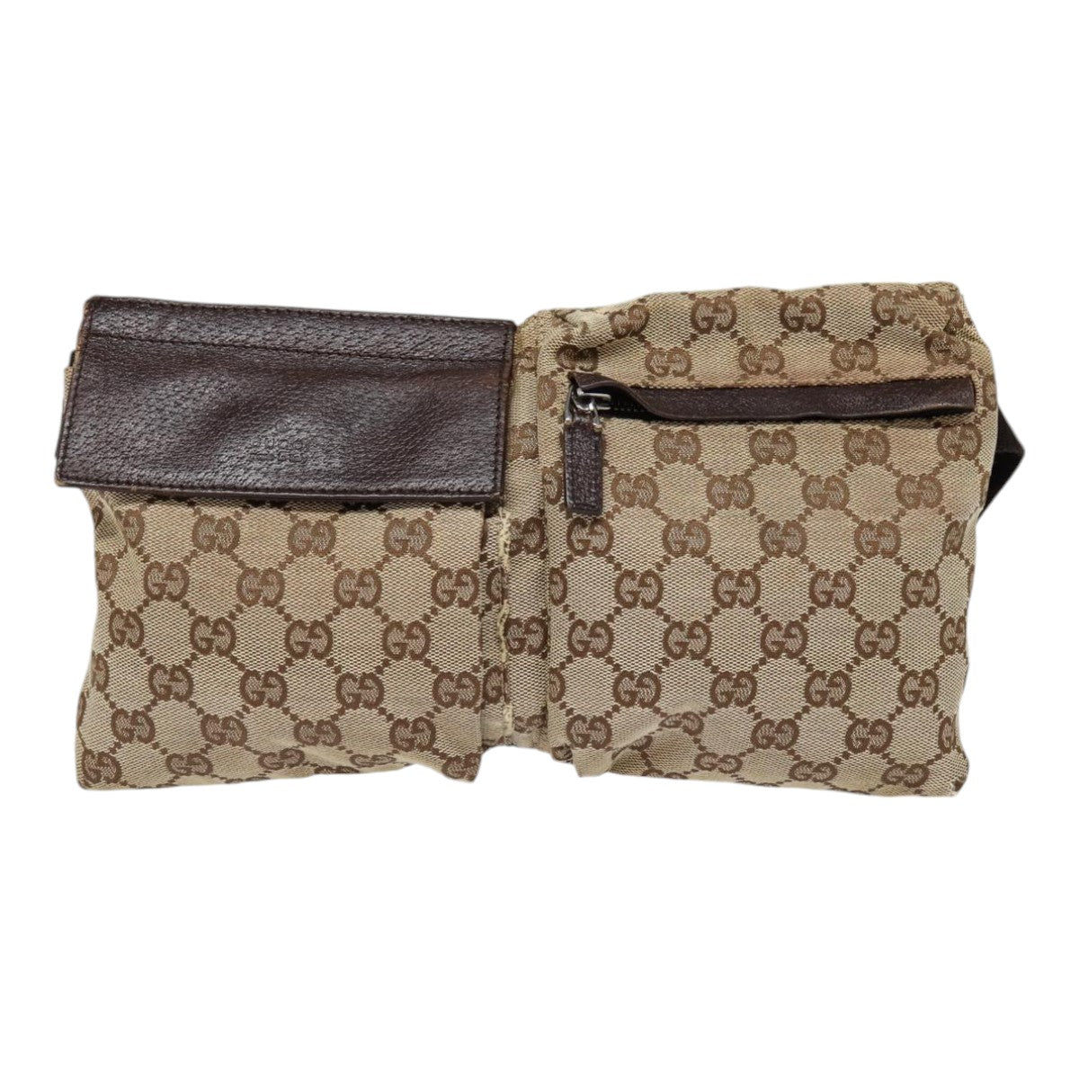 GUCCI GG Canvas Waist bag Beige Silver 28566 ep5361