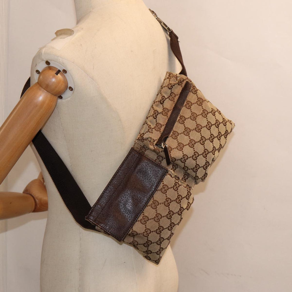 GUCCI GG Canvas Waist bag Beige Silver 28566 ep5361