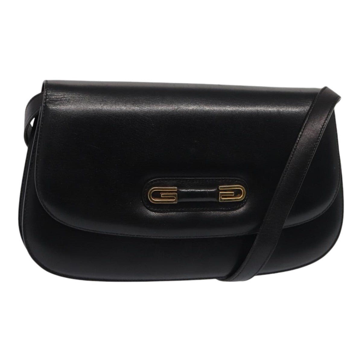 GUCCI Shoulder Bag Leather Black Gold ep5362