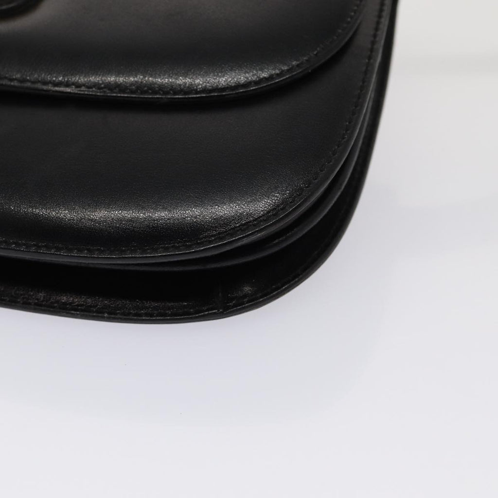 GUCCI Shoulder Bag Leather Black Gold ep5362