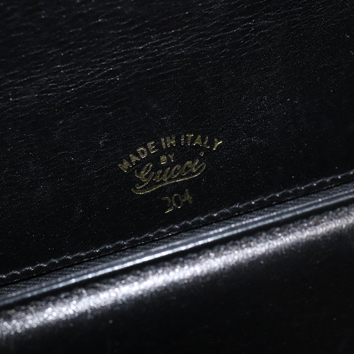 GUCCI Shoulder Bag Leather Black Gold ep5362