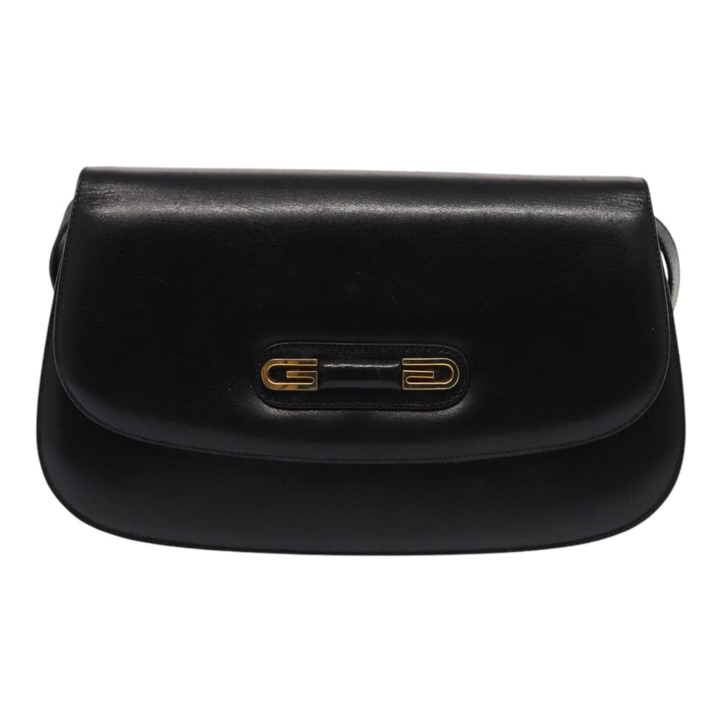 GUCCI Shoulder Bag Leather Black Gold ep5362