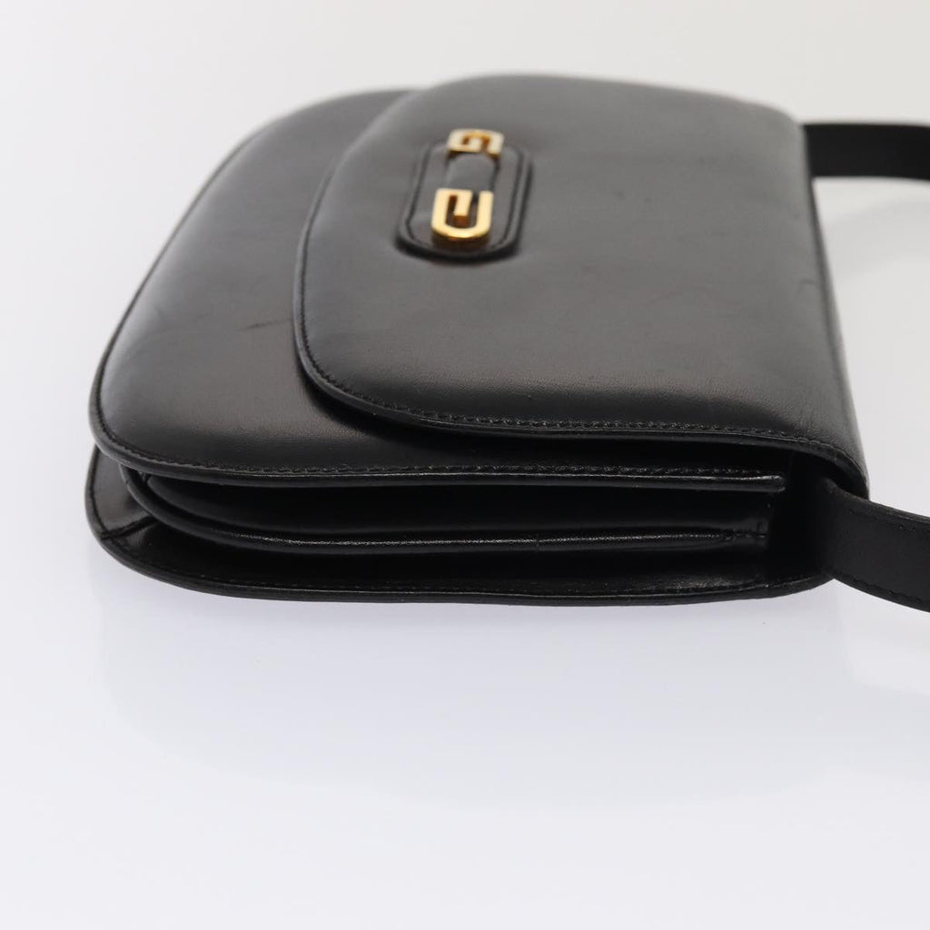 GUCCI Shoulder Bag Leather Black Gold ep5362