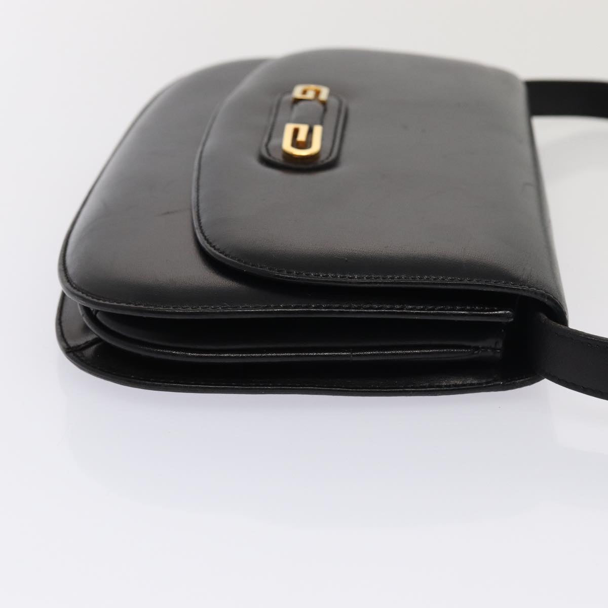 GUCCI Shoulder Bag Leather Black Gold ep5362
