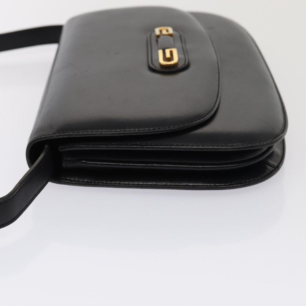 GUCCI Shoulder Bag Leather Black Gold ep5362