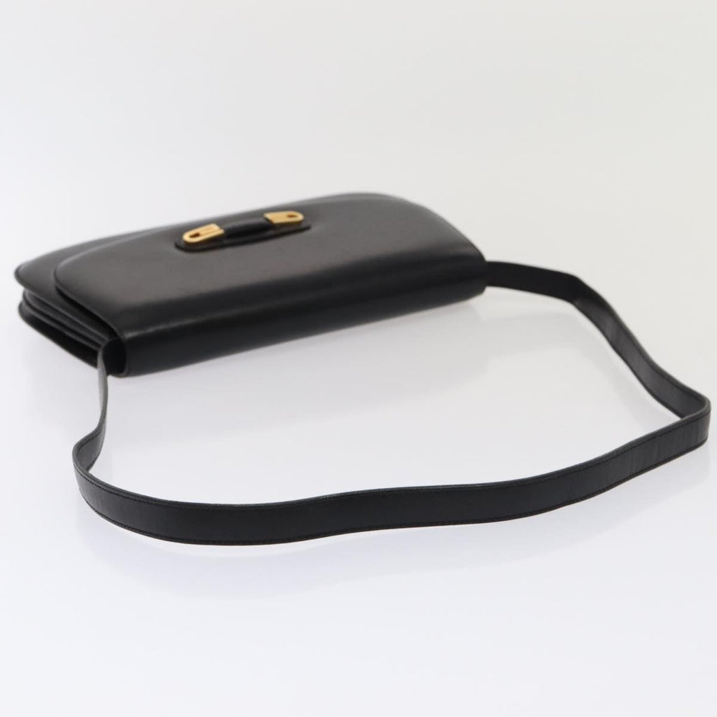 GUCCI Shoulder Bag Leather Black Gold ep5362