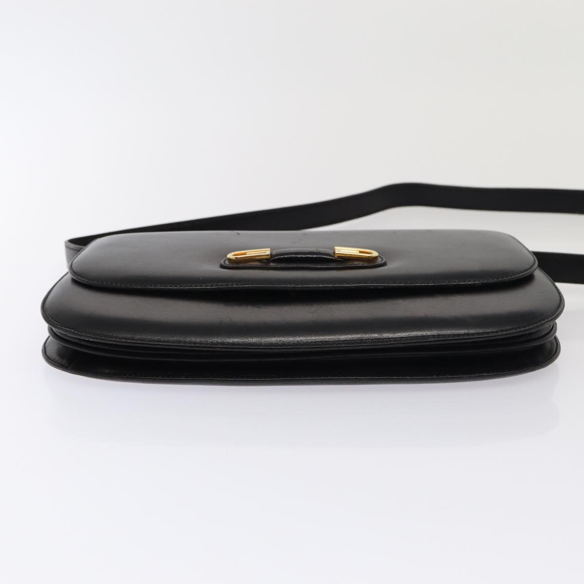 GUCCI Shoulder Bag Leather Black Gold ep5362