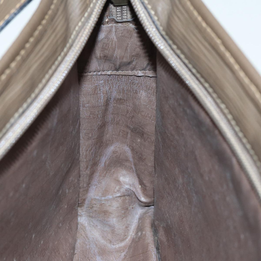 FENDI Zucchino Canvas Shoulder Bag Brown Gold ep5363