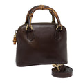 GUCCI Bamboo Hand Bag Leather 2way Brown Gold 007 2032 0231 ep5364