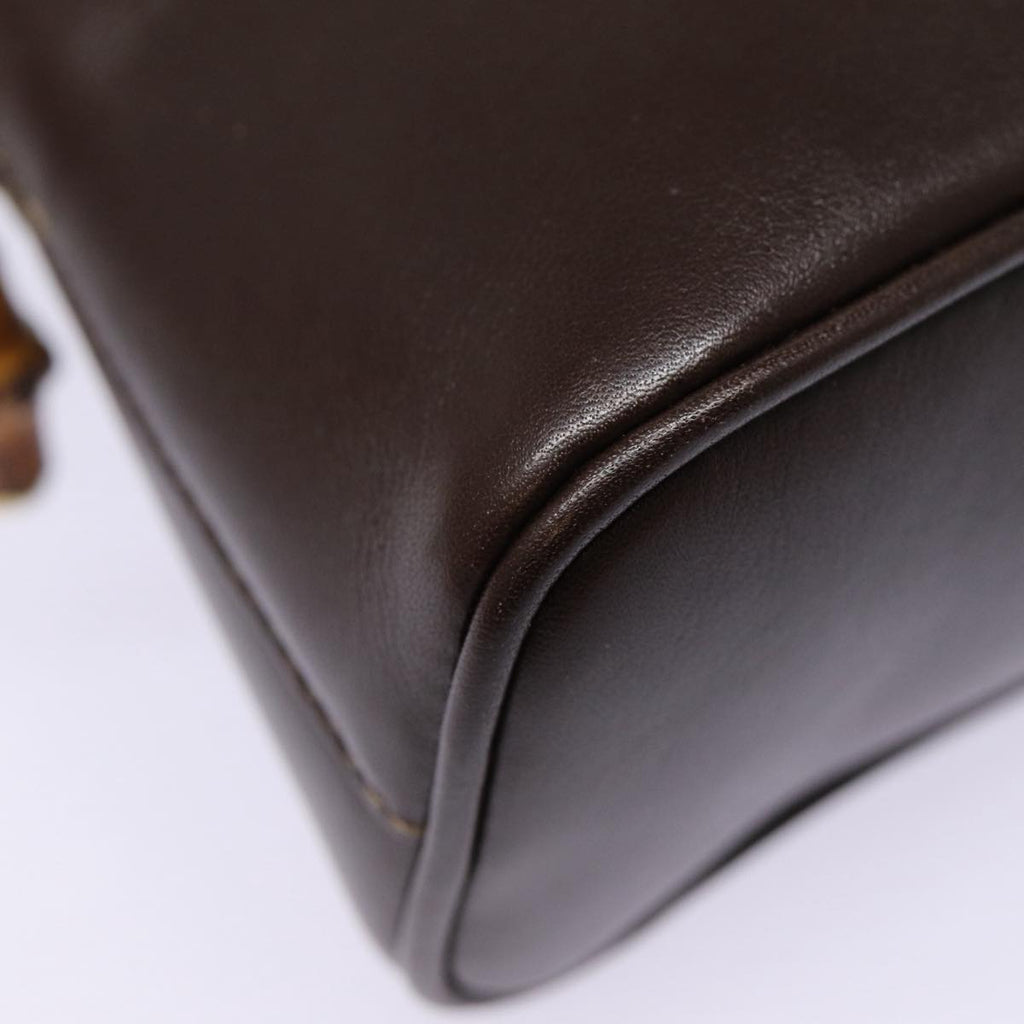 GUCCI Bamboo Hand Bag Leather 2way Brown Gold 007 2032 0231 ep5364