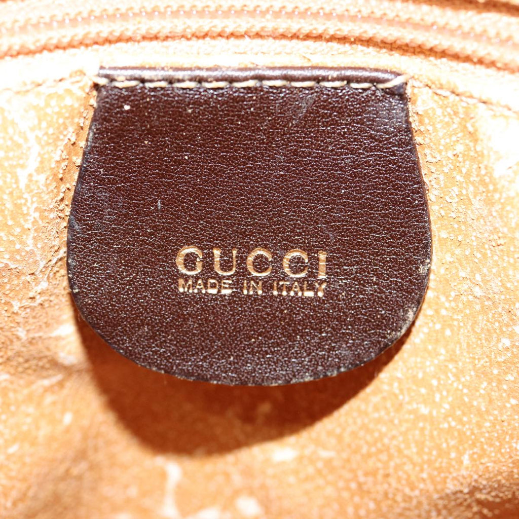 GUCCI Bamboo Hand Bag Leather 2way Brown Gold 007 2032 0231 ep5364