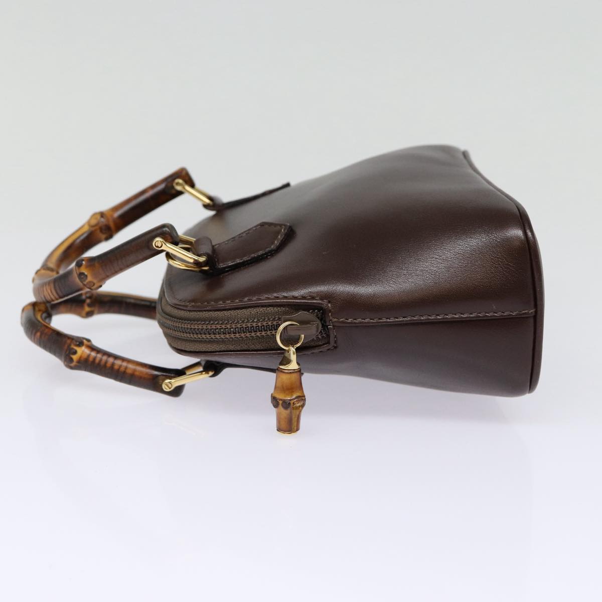 GUCCI Bamboo Hand Bag Leather 2way Brown Gold 007 2032 0231 ep5364
