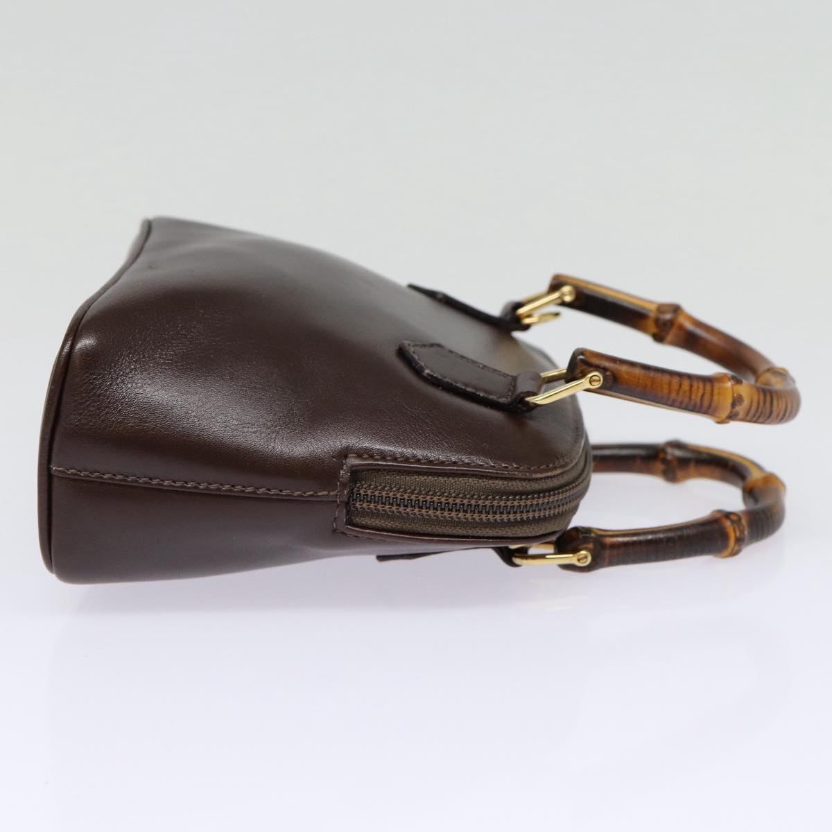 GUCCI Bamboo Hand Bag Leather 2way Brown Gold 007 2032 0231 ep5364
