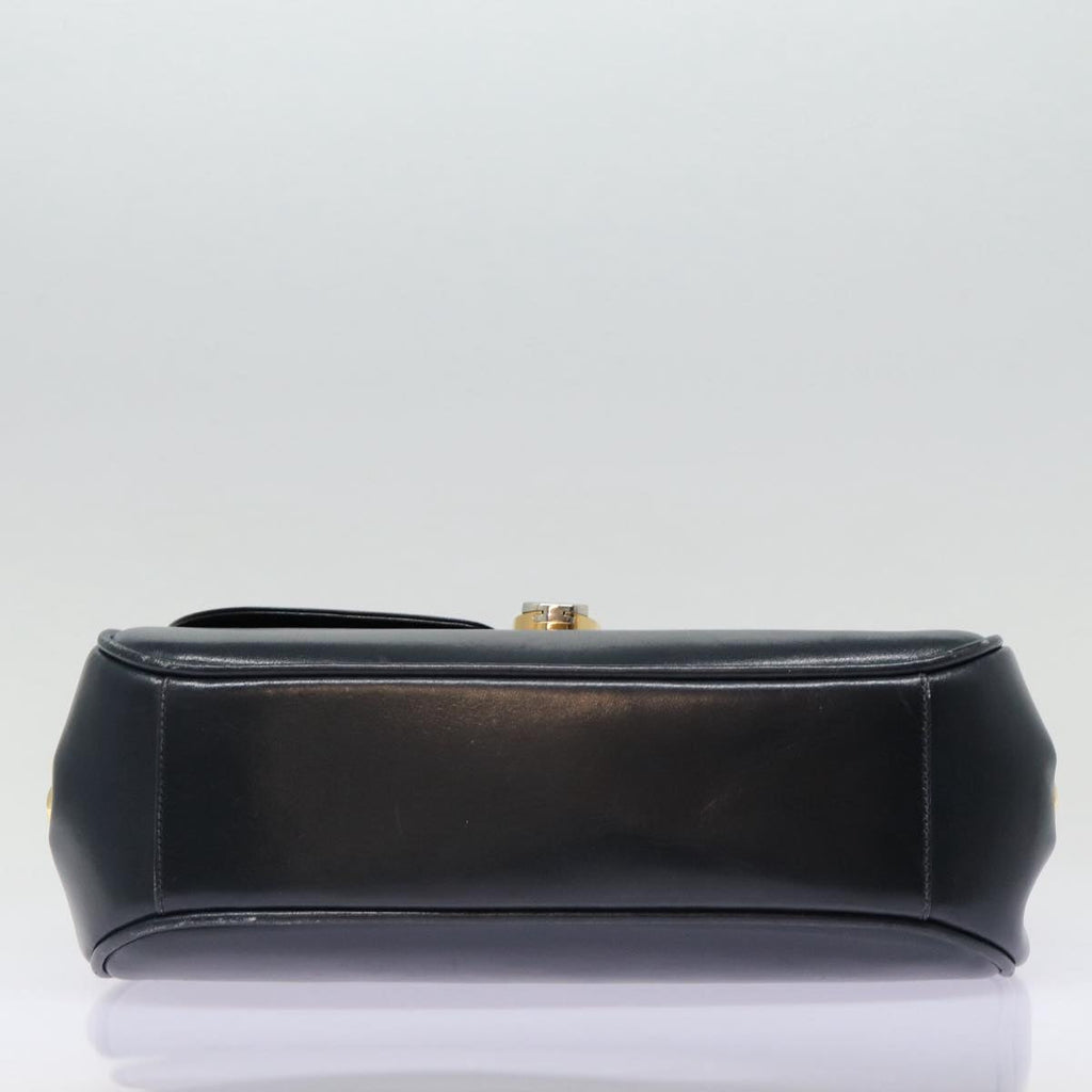 GUCCI Shoulder Bag Leather Navy Gold ep5367