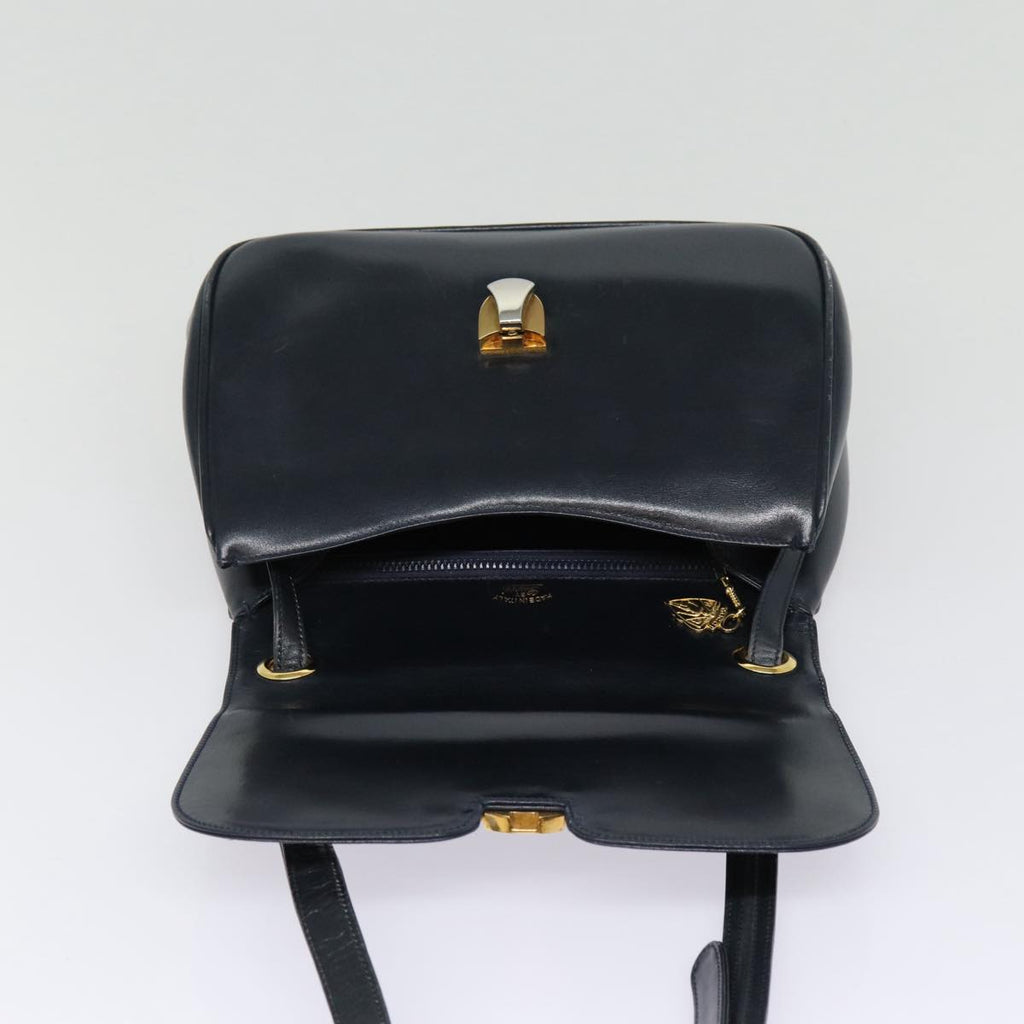 GUCCI Shoulder Bag Leather Navy Gold ep5367