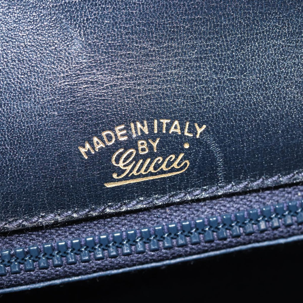 GUCCI Shoulder Bag Leather Navy Gold ep5367