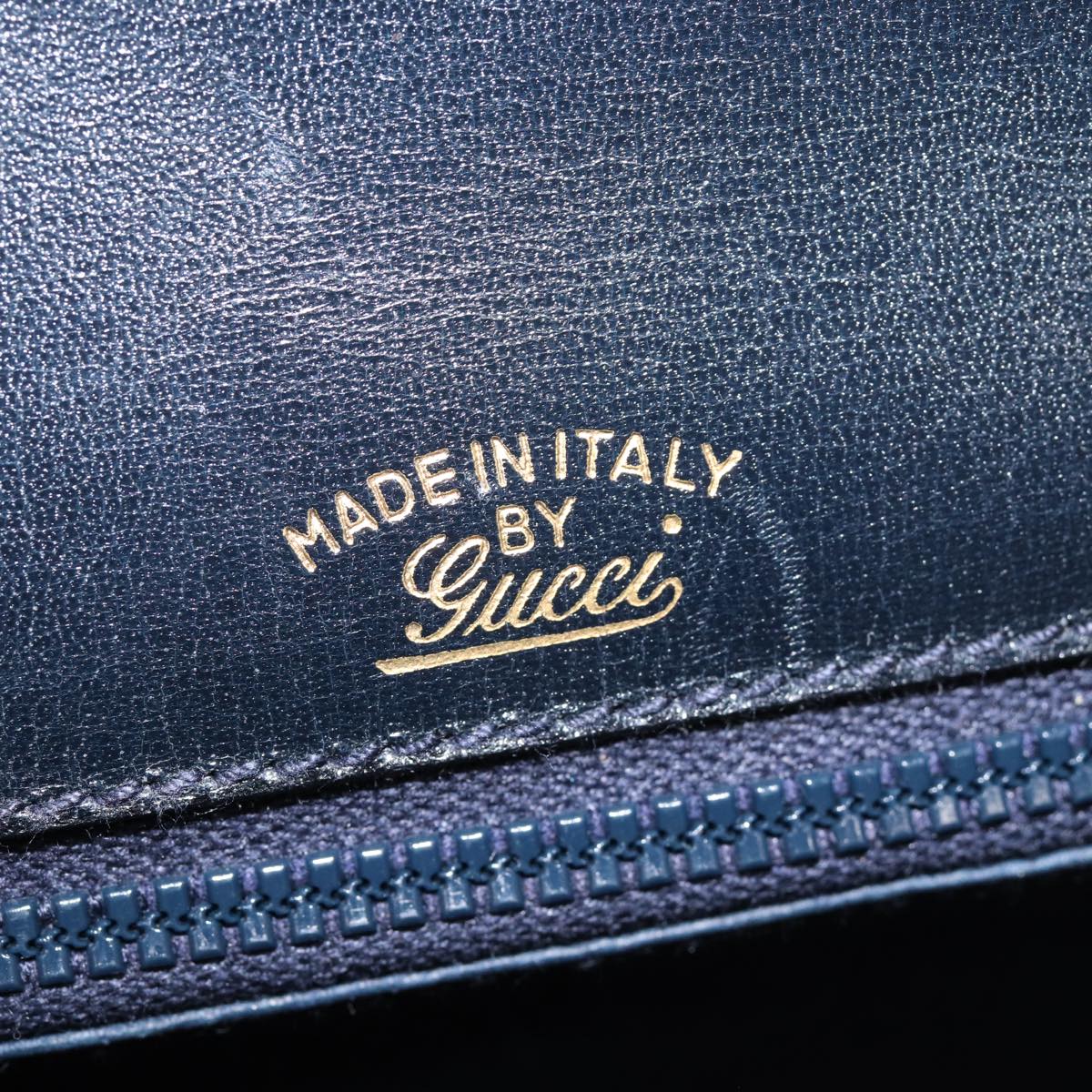 GUCCI Shoulder Bag Leather Navy Gold ep5367