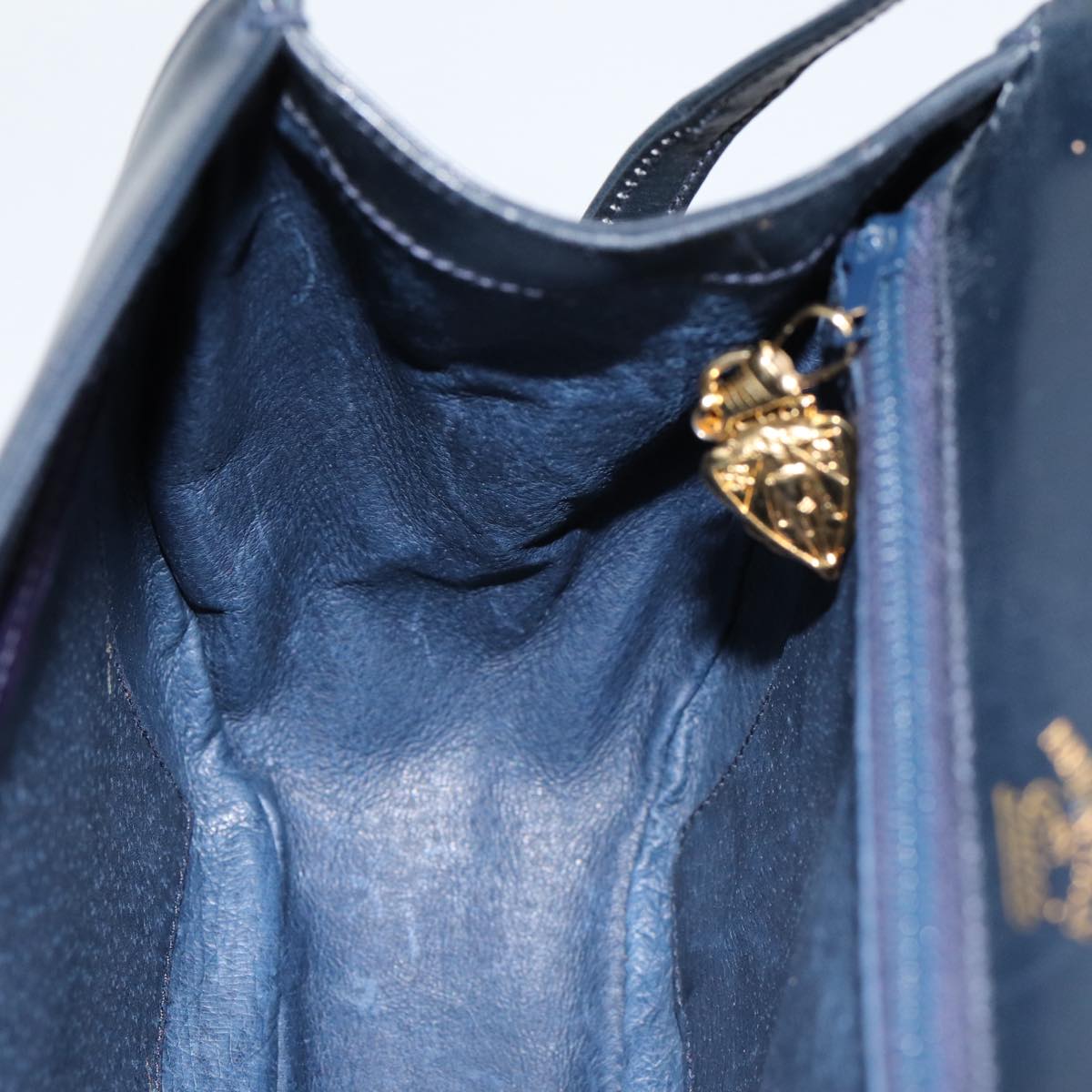 GUCCI Shoulder Bag Leather Navy Gold ep5367
