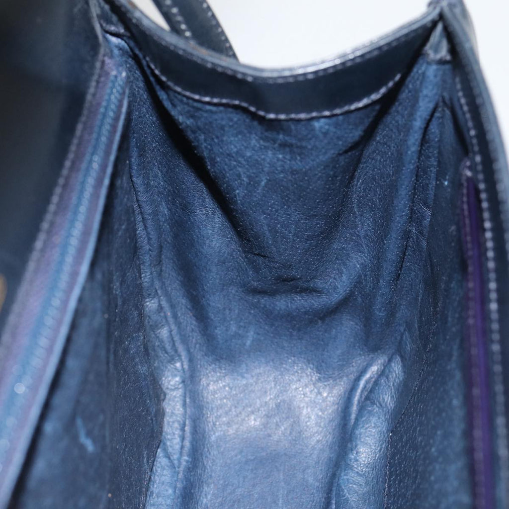 GUCCI Shoulder Bag Leather Navy Gold ep5367