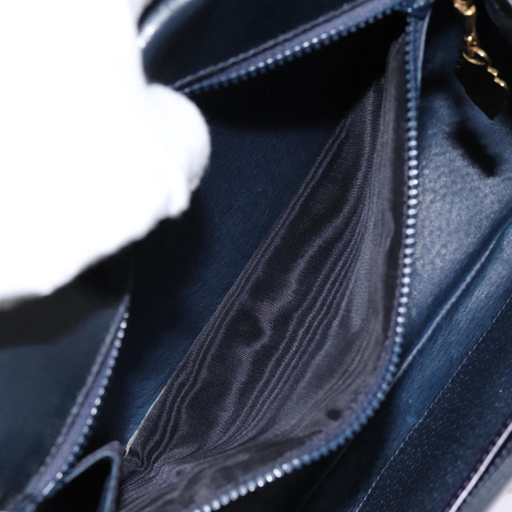 GUCCI Shoulder Bag Leather Navy Gold ep5367