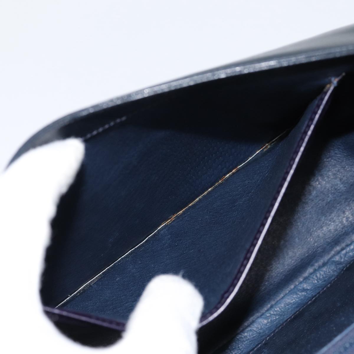 GUCCI Shoulder Bag Leather Navy Gold ep5367