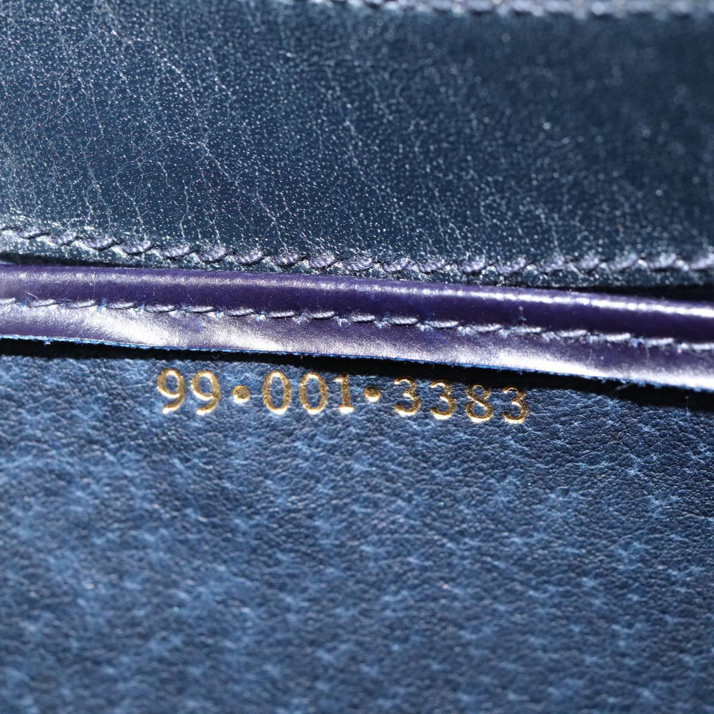 GUCCI Shoulder Bag Leather Navy Gold ep5367