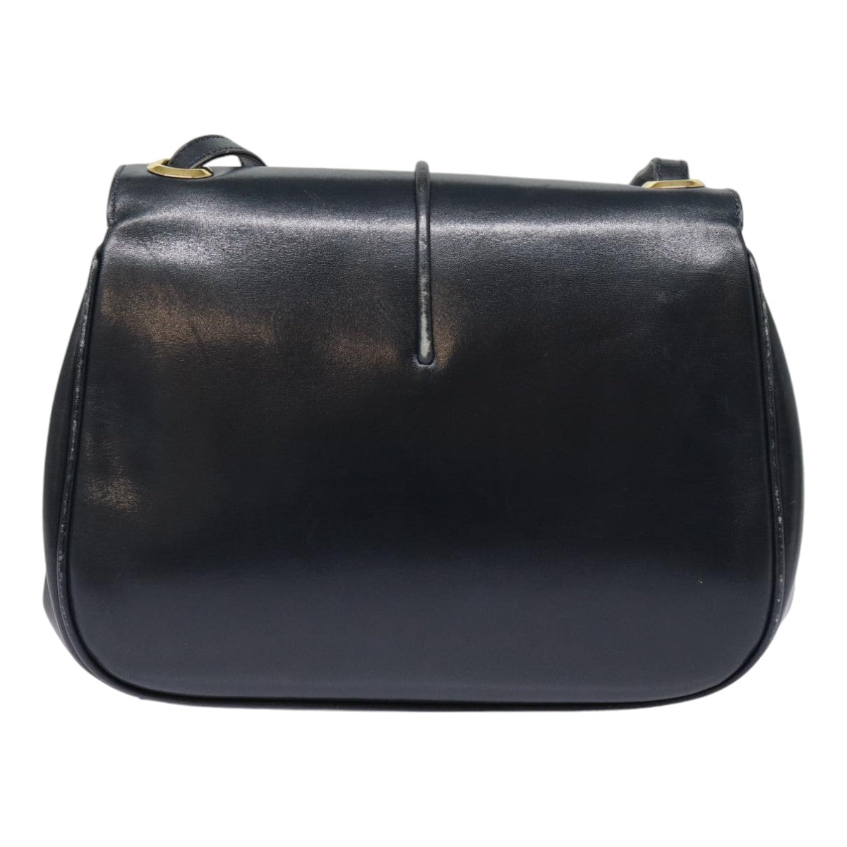 GUCCI Shoulder Bag Leather Navy Gold ep5367