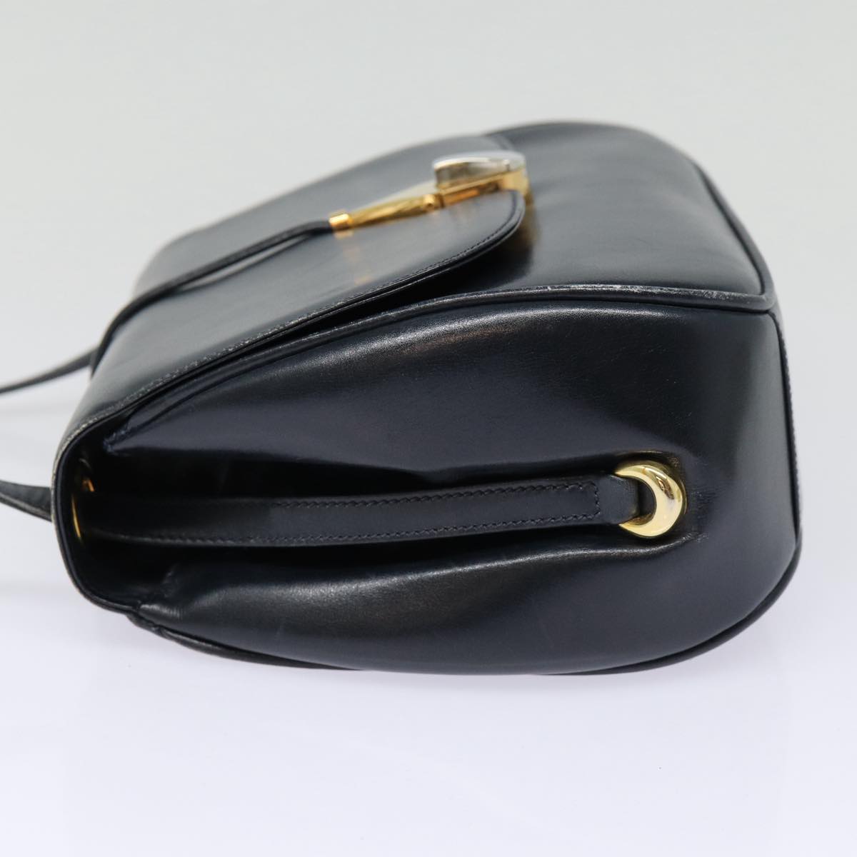 GUCCI Shoulder Bag Leather Navy Gold ep5367