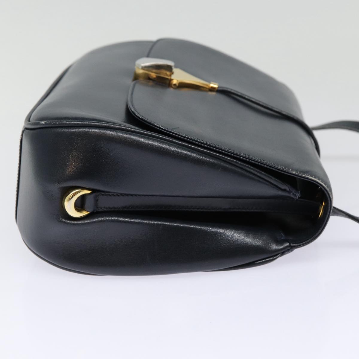 GUCCI Shoulder Bag Leather Navy Gold ep5367