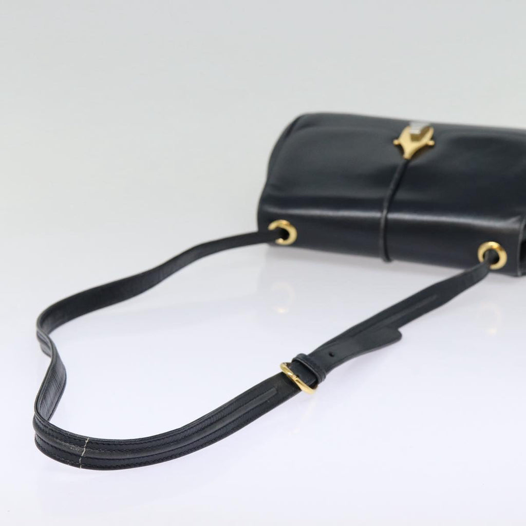 GUCCI Shoulder Bag Leather Navy Gold ep5367