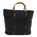GUCCI Bamboo Tote Bag Nylon Black Silver 002 2058 0412 5 ep5369