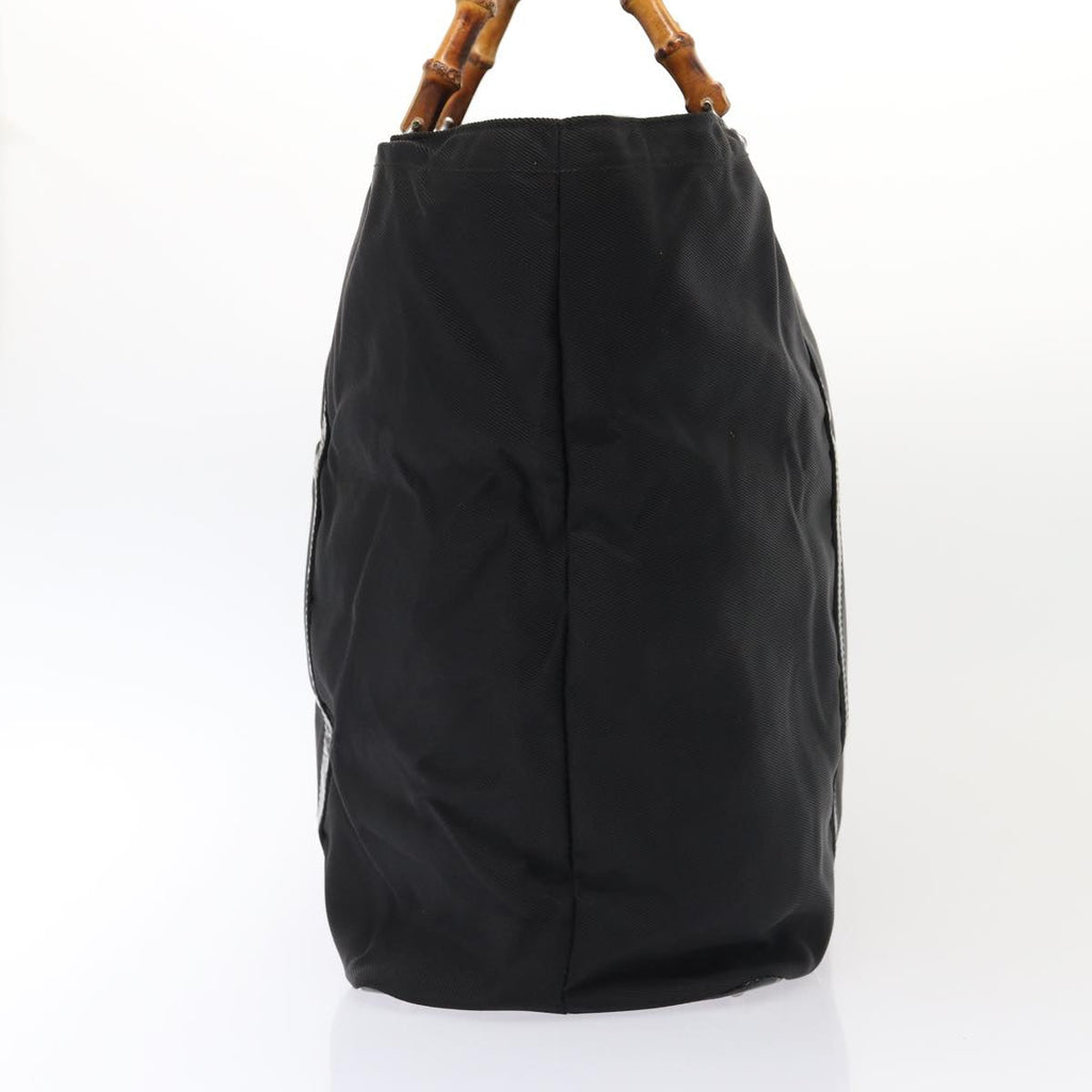 GUCCI Bamboo Tote Bag Nylon Black Silver 002 2058 0412 5 ep5369
