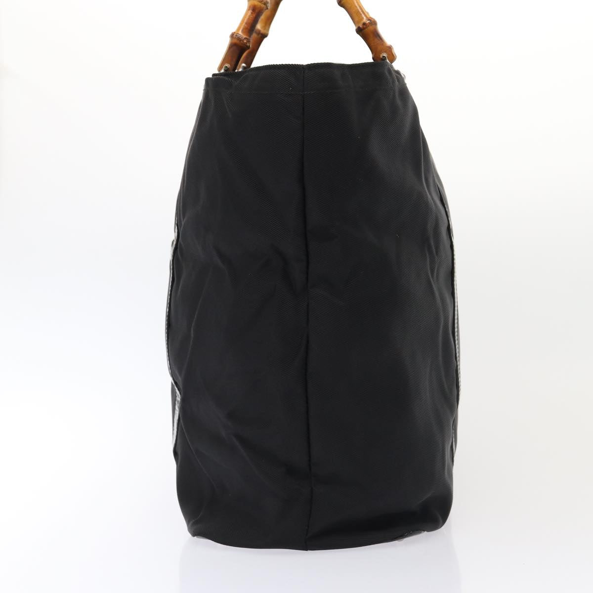 GUCCI Bamboo Tote Bag Nylon Black Silver 002 2058 0412 5 ep5369