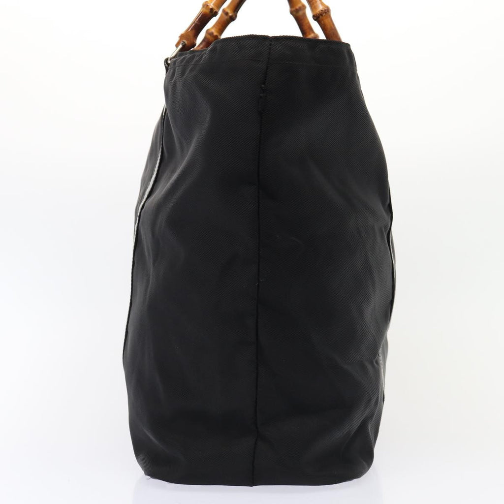GUCCI Bamboo Tote Bag Nylon Black Silver 002 2058 0412 5 ep5369