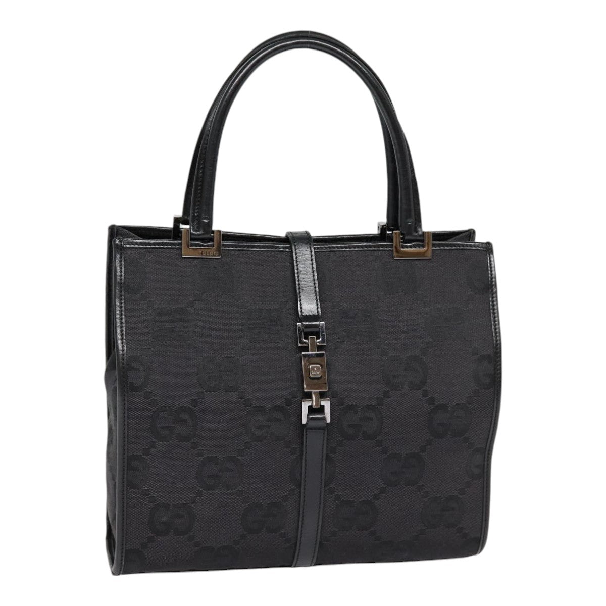 GUCCI Jackie GG Canvas Hand Bag Black Silver 002 1065 ep5371