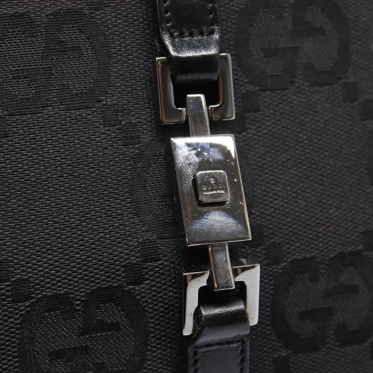 GUCCI Jackie GG Canvas Hand Bag Black Silver 002 1065 ep5371